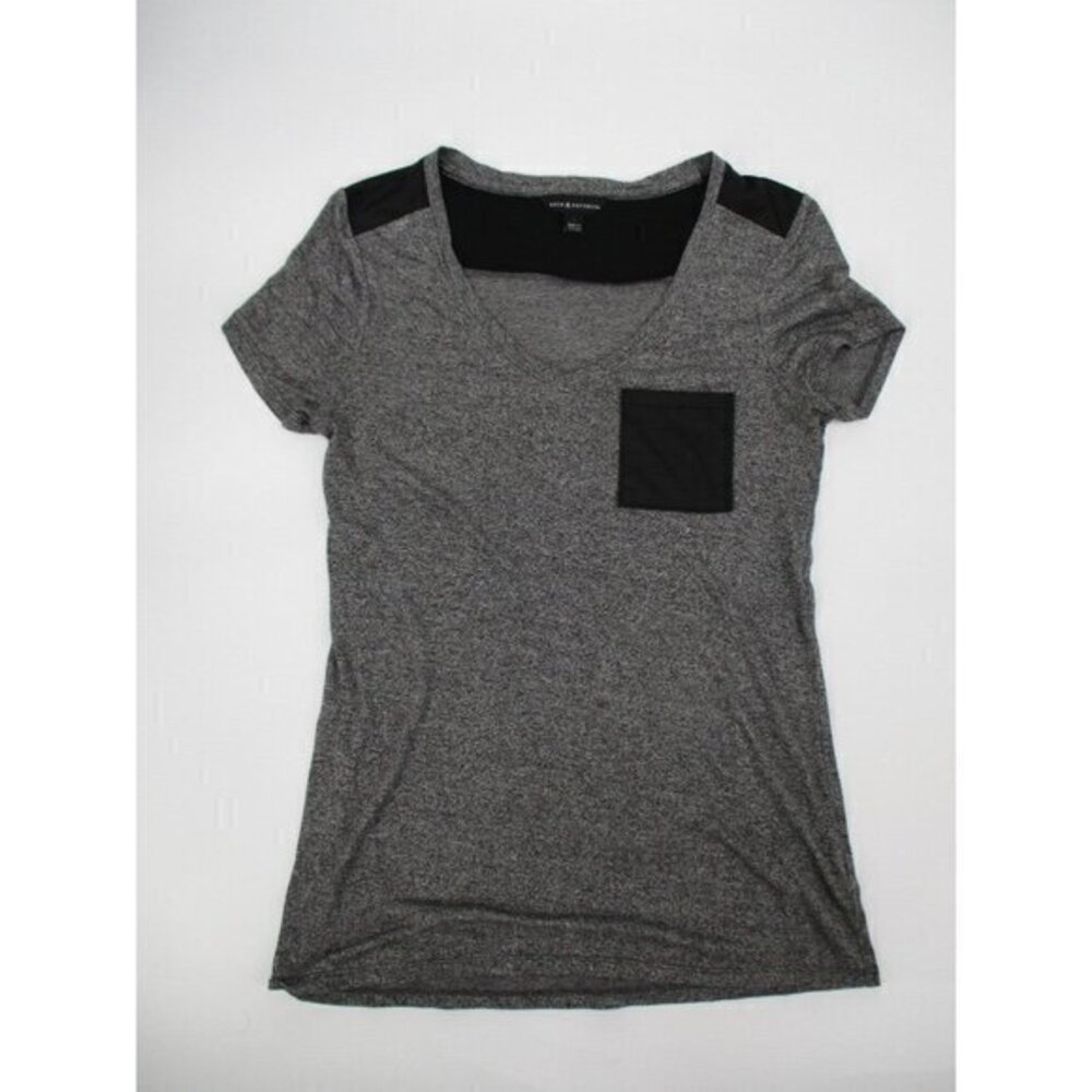 Rock & Republic Womens Shirt Small Gray Short Sleeves Casual Pocket Knit